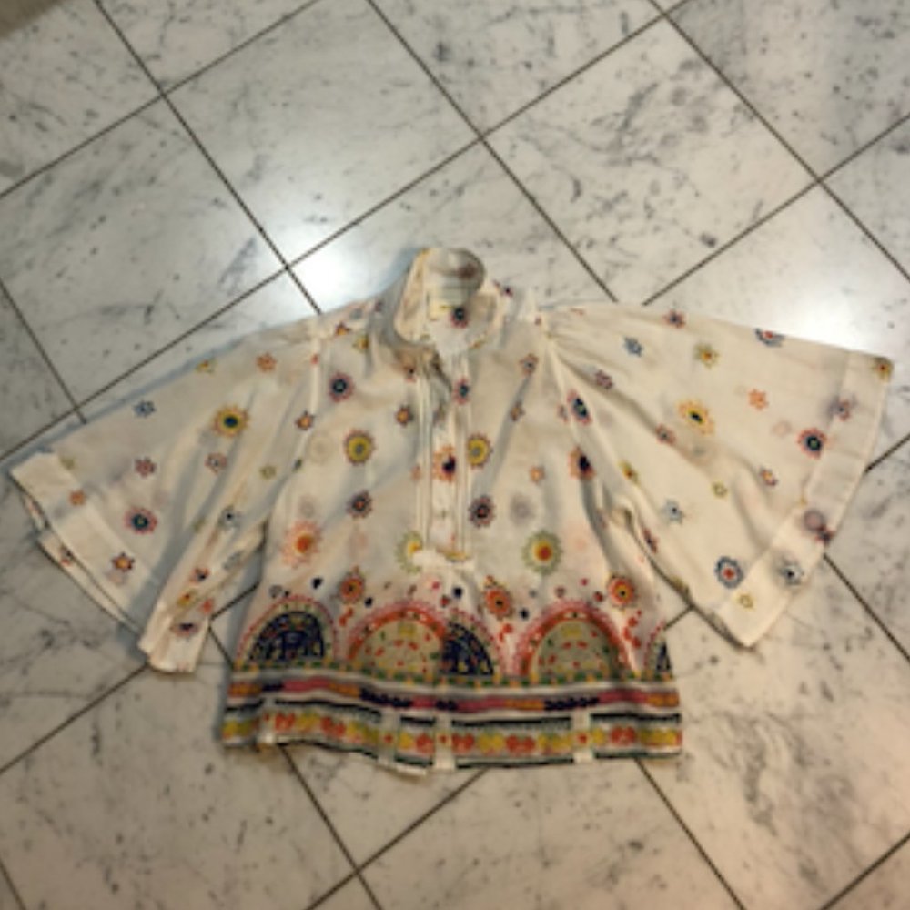 Maeve White Designed Cropped Blouse